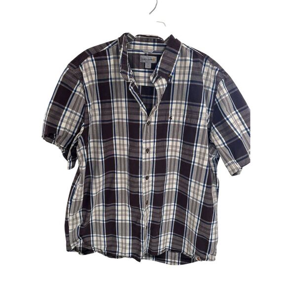 Carhartt Men's 2XL Plaid‎ Short Sleeve Button-Down Shirt Multicolor SI30 - Picture 1 of 5